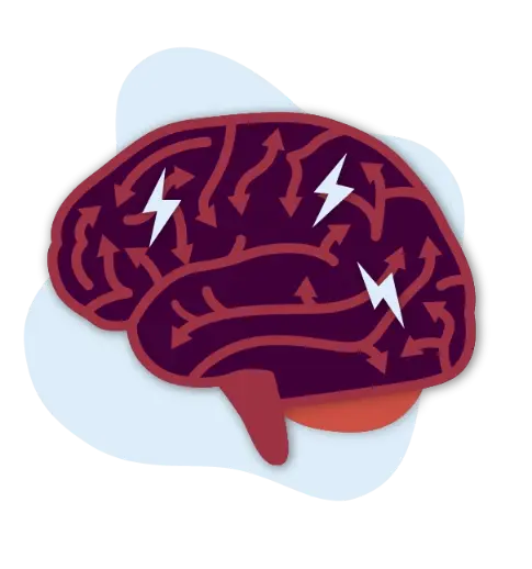 image of cartoon brain with lightning bolts inside it